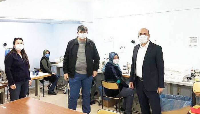 KAYMAKAM CAN MASKE ÜRETİM ATÖLYESİNİ ZİYARET ETTİ