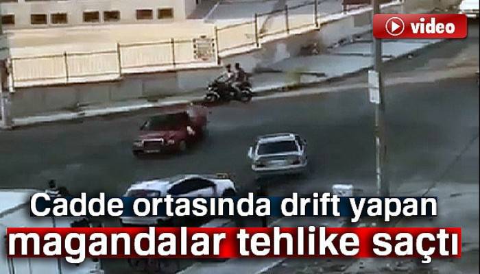Cadde ortasında drift yapan magandalar tehlike saçtı