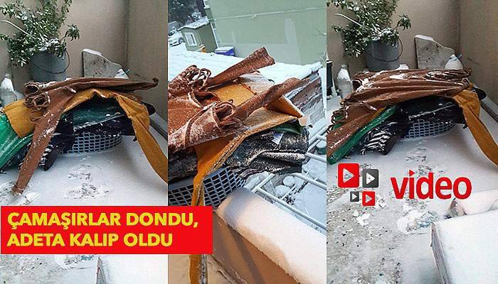 Balkondaki çamaşırlar işte böyle buz tuttu!