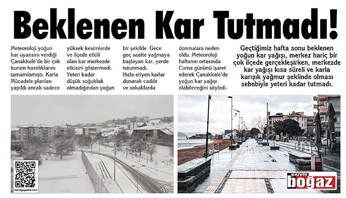 Kar Yükseklere Yağdı, Merkezde Tutmadı!
