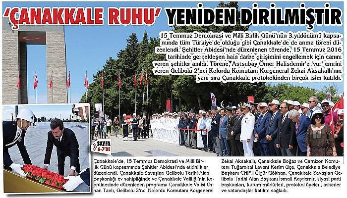 “ ‘Çanakkale Ruhu’ çelikten bir iradeye bürünerek yeniden dirilmiştir”