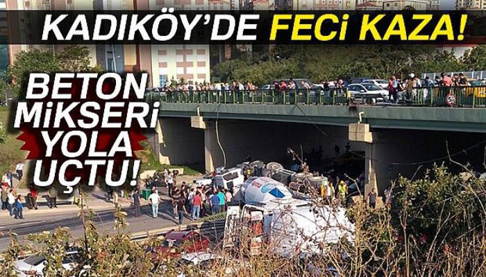 İstanbul'da beton mikseri devrildi