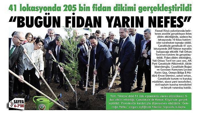 41 lokasyonda 205 bin fidan dikimi gerçekleştirildi