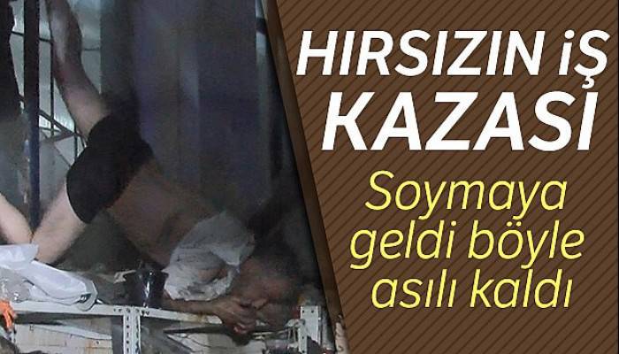 Hırsızın iş kazası, soymaya geldi demir parmaklıkta asılı kaldı