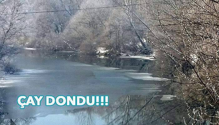 Soğuktan Kocabaş Çayı buz tuttu