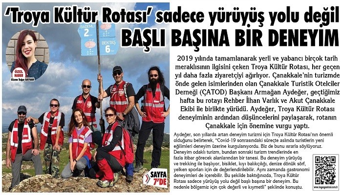 Troya Kültür Rotası sadece yürüyüş yolu değil, BAŞLI BAŞINA BİR DENEYİM