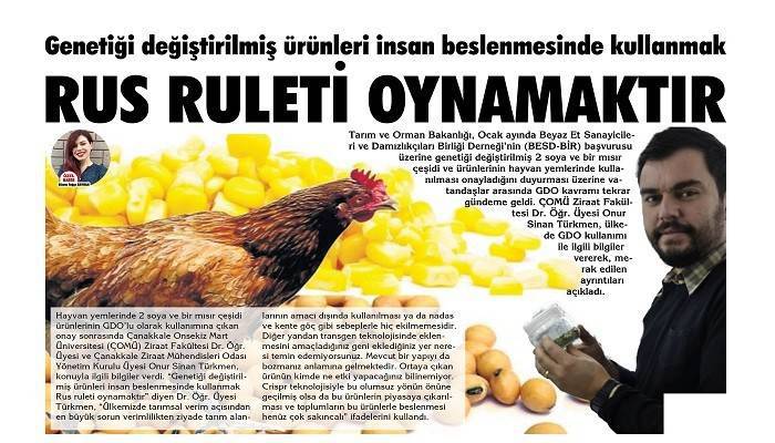Genetiği değiştirilmiş ürünleri insan beslenmesinde kullanmak RUS RULETİ OYNAMAKTIR