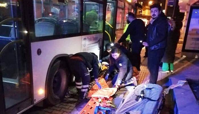 Otobüsün altında kalan tahlisiz adam ayağından yaralandı
