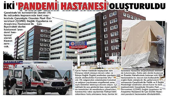 Çanakkale'de İki 'Pandemi Hastanesi' oluşturuldu
