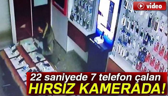 Hırsız 22 saniyede iş yerine 30 bin TL’lik telefon çaldı