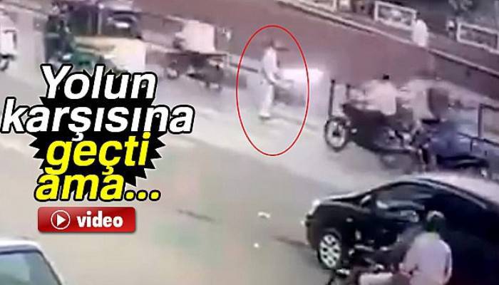 Yolun karşısına geçti ama...
