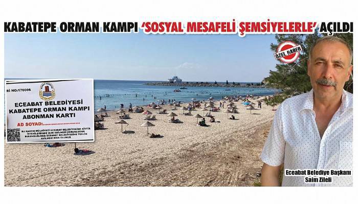 Kabatepe Orman Kampı ‘sosyal mesafeli şemsiyelerle’ açıldı