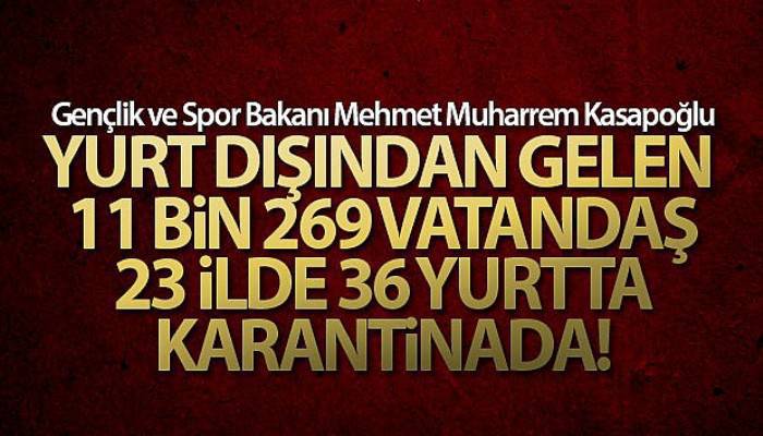 Yurt dışından gelen 11 bin 269 vatandaş karantinaya alındı