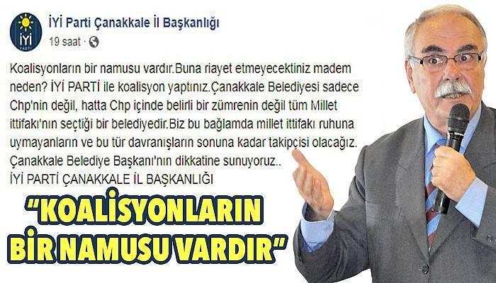 İyi Parti’den Çanakkale Belediye Başkanı'nın dikkatine!