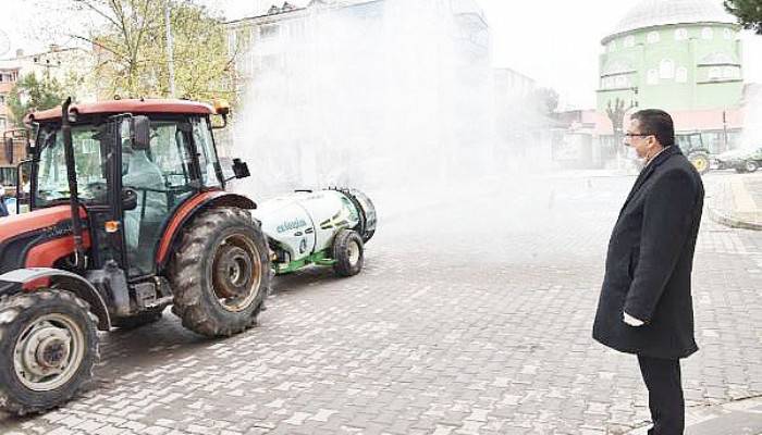 ÇAN'DA CADDE VE SOKAKLARA 'ATOMİZER' DEZENFEKSİYON