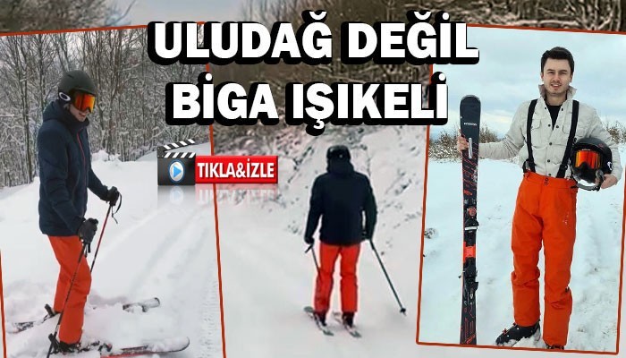 Köy yolunda kayakçılara taş çıkarttı! (VİDEO)