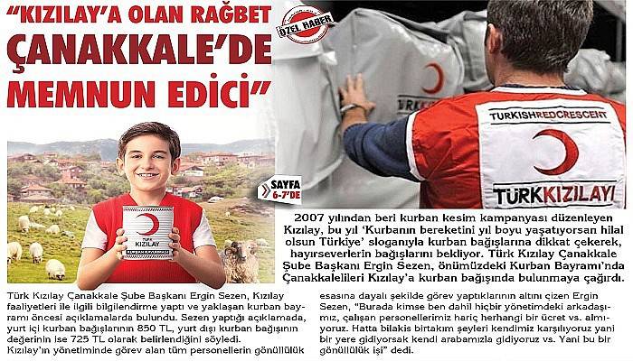 “Kızılay’a olan rağbet Çanakkale’de memnun edici”