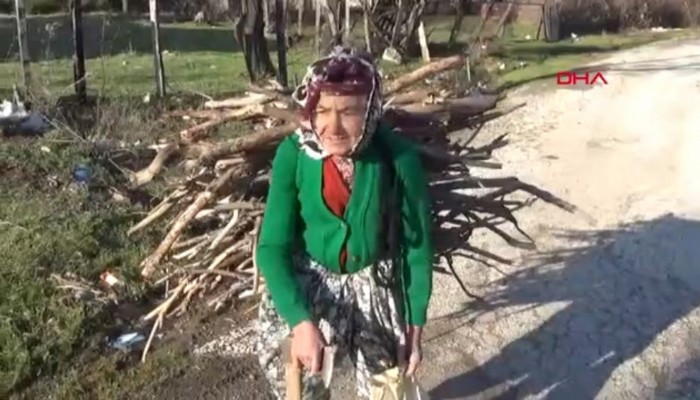85 yaşındaki Hörü Özer, evlat ve eş acısını unutmak için odun topluyor (VİDEO)