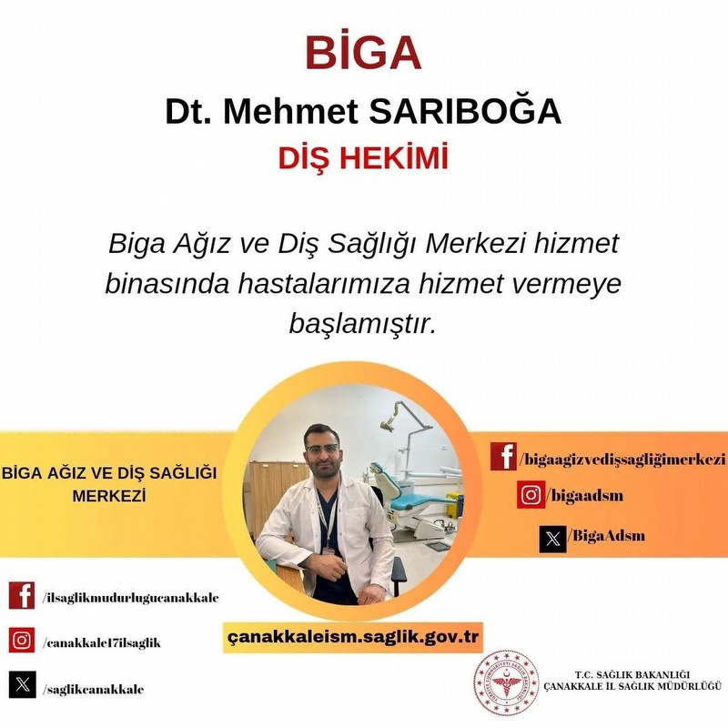 Biga Ağız ve Diş Sağlığı hastanesine yeni diş doktoru göreve başladı