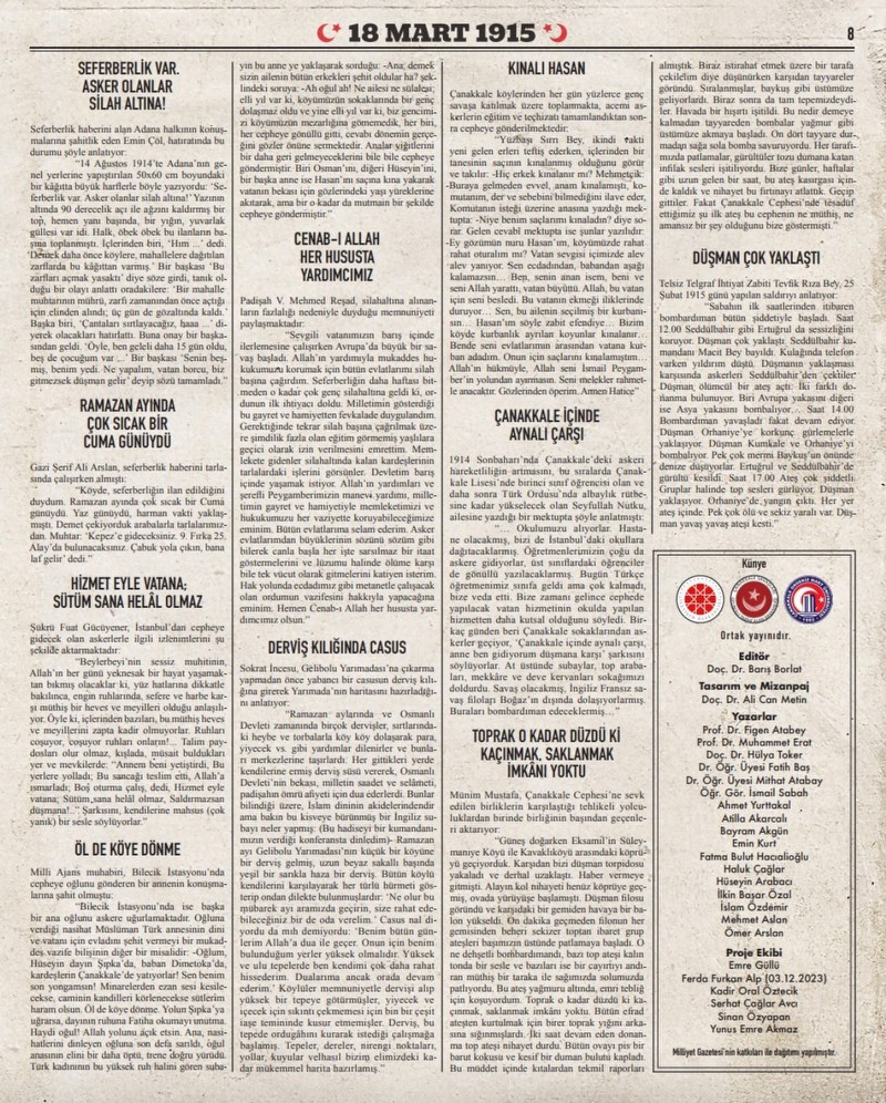Çanakkale'de 18 Mart'a özel ‘Gelibolu Gazetesi’ yayımlandı