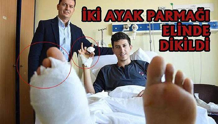 Ayak parmakları eline dikildi