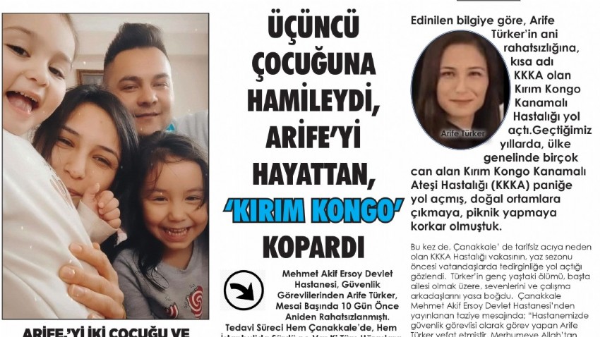  ÜÇÜNCÜ ÇOCUĞUNA HAMİLEYDİ, ARİFE’Yİ HAYATTAN, ‘KIRIM KONGO’ KOPARDI