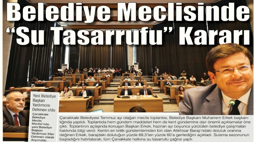 Belediye Meclisinde “Su Tasarrufu” Kararı