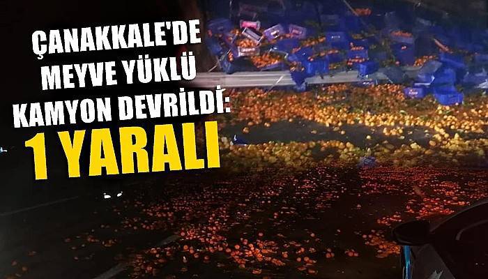 Çanakkale'de meyve yüklü kamyon devrildi: 1 yaralı