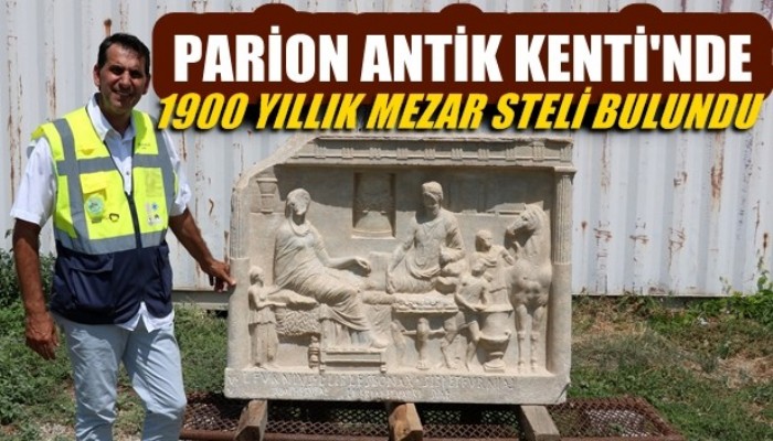 Parion Antik Kenti'nde 1900 yıllık mezar steli bulundu (VİDEO)