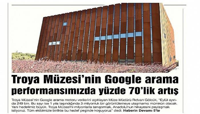 Troya Müzesi’nin Google arama performansımızda yüzde 70’lik artış