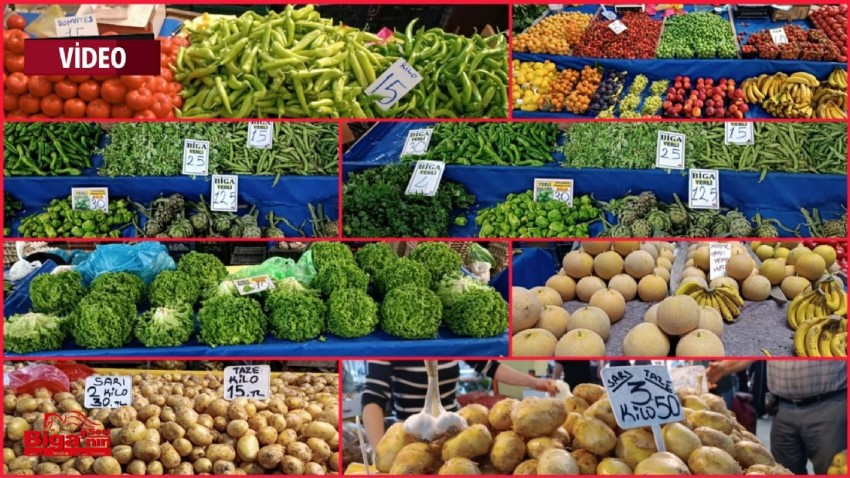 Biga Çarşamba Pazarında Meyve Ve Sebze Fiyatları