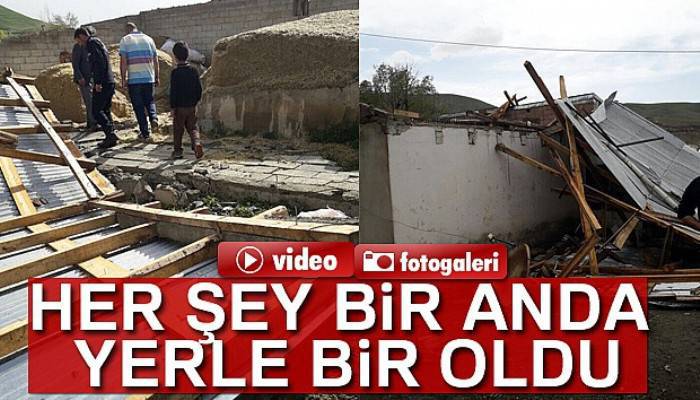 Erzurum'da şiddetli fırtına evleri yıktı