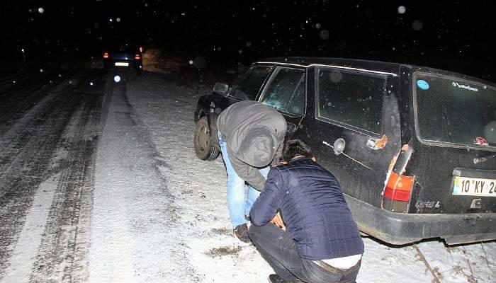 Kazdağları'nda sürücülerin zor anları