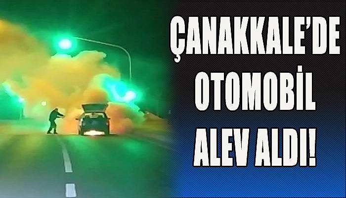 Alev alan otomobil tamamen yandı