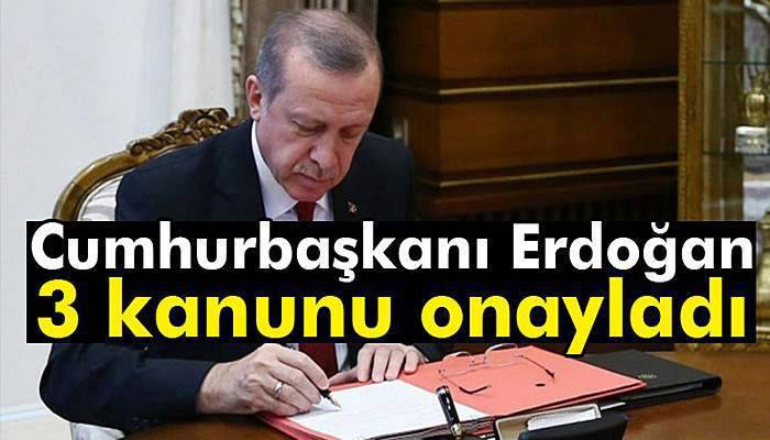 Cumhurbaşkanı Erdoğan, 3 kanunu onayladı