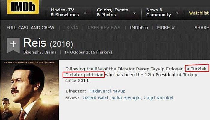 IMDB’den Cumhurbaşkanı Erdoğan için küstah paylaşım