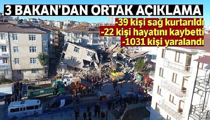 Bakanlardan ortak Elazığ depremi açıklaması