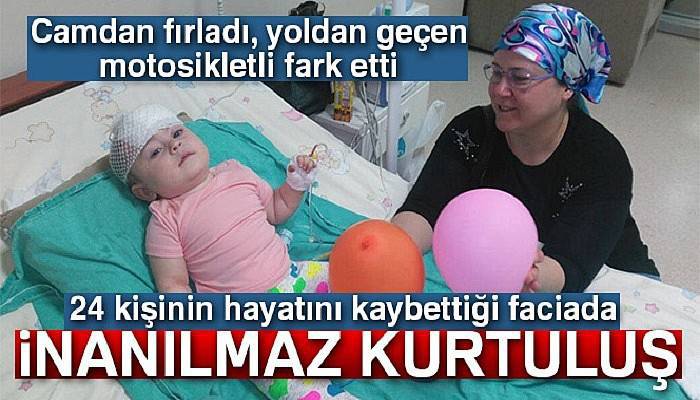  11 aylık bebek midibüs kazasından kurtuldu