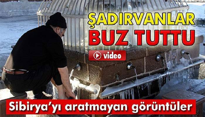  Erzurum’da şadırvanlar buz tuttu