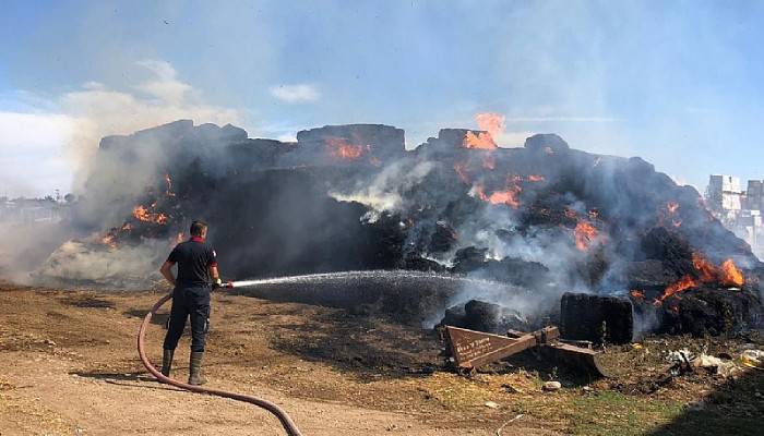 Çan’da 90 ton saman kül oldu