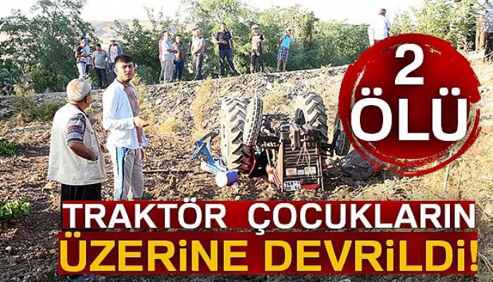 Üzüm bağına yuvarlanan traktör çocuklara çarptı: 2 ölü, 1 yaralı