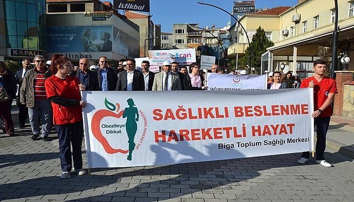 Biga’da diyabet için yürüyüş yapıldı