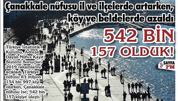 Çanakkale nüfusu 542 bin 157 oldu!  