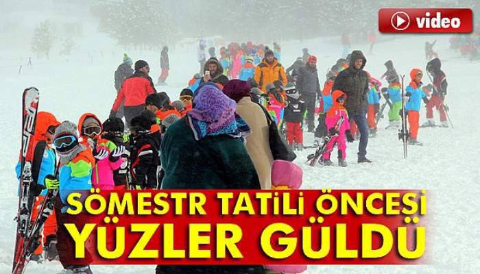 Sömestr tatili öncesi Palandöken'de yüzler güldü