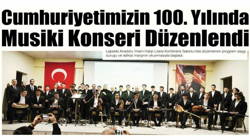 Cumhuriyetimizin 100. Yılında Musiki Konseri Düzenlendi (videolu)