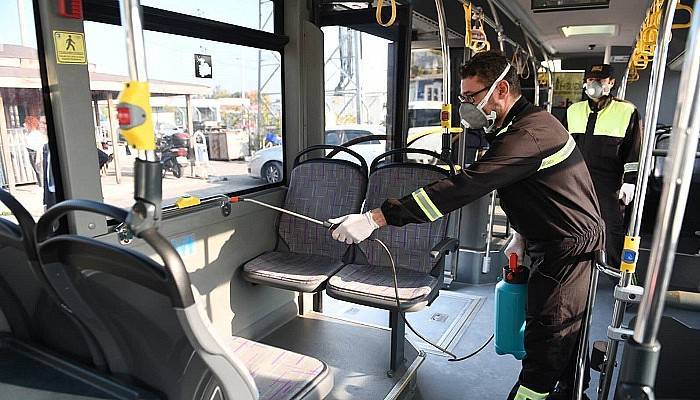 Toplu taşıma araçları ilaçlandı