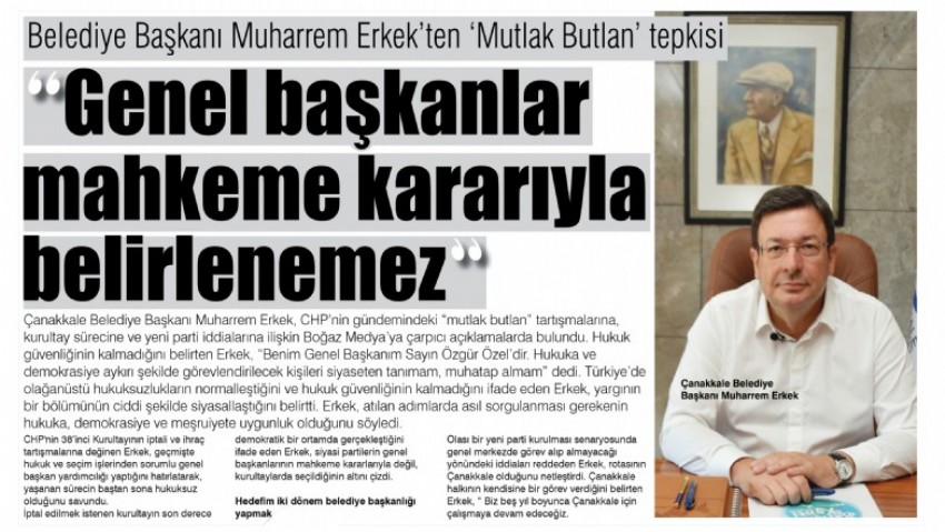 Belediye Başkanı Muharrem Erkek'ten 'Mutlak Butlan' tepkisi (videolu)