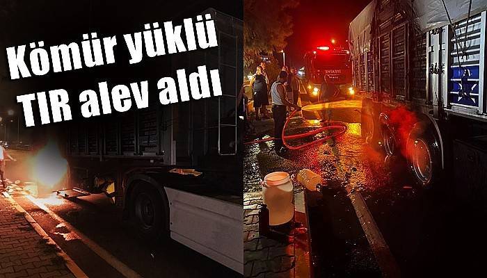 Kömür yüklü TIR alev aldı (VİDEO)