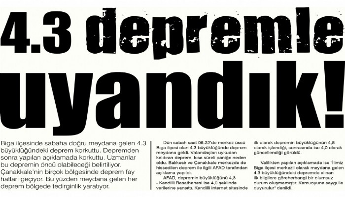 4.3 depremle uyandık