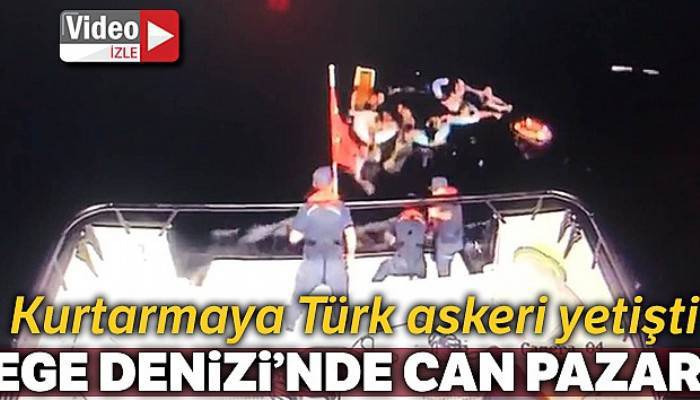 Ege Denizi'nde can pazarı, teknesi batan düzensiz göçmenlerin imdadına Türk askeri yetişti